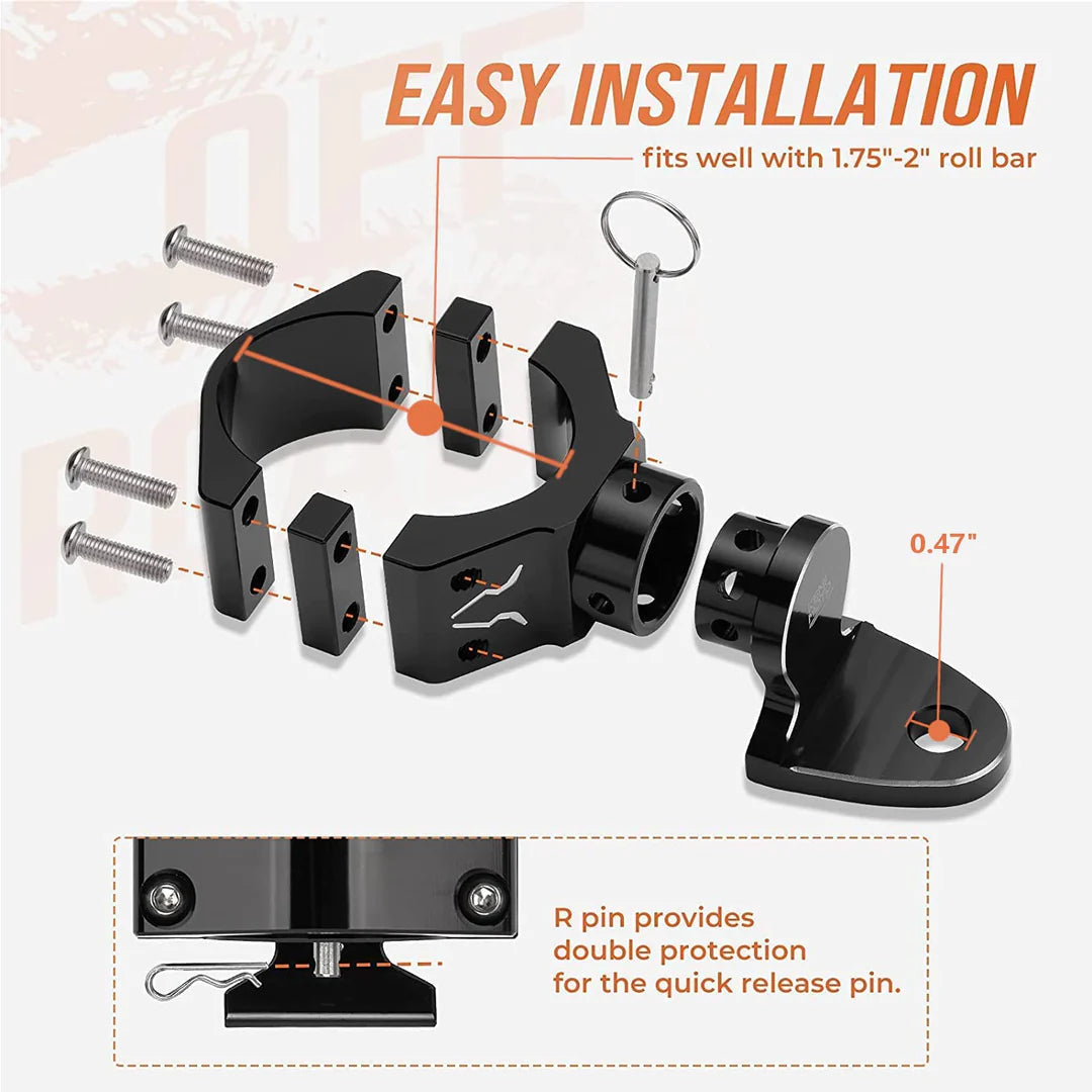 UTV Aluminium Adjustable Quick Flag Mount for 1.75"-2" Roll Bar